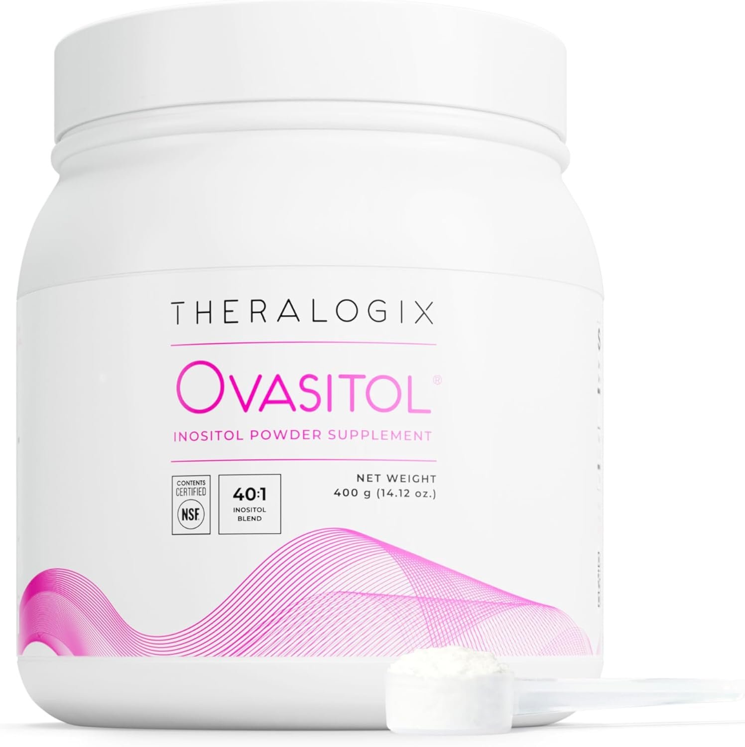 Theralogix Ovasitol Inositol Powder – 90-Day Supply – Myo-Inositol & D-Chiro Inositol for Hormone Balance & Ovarian Function Support* – NSF Certified – 400 g (180 Servings)