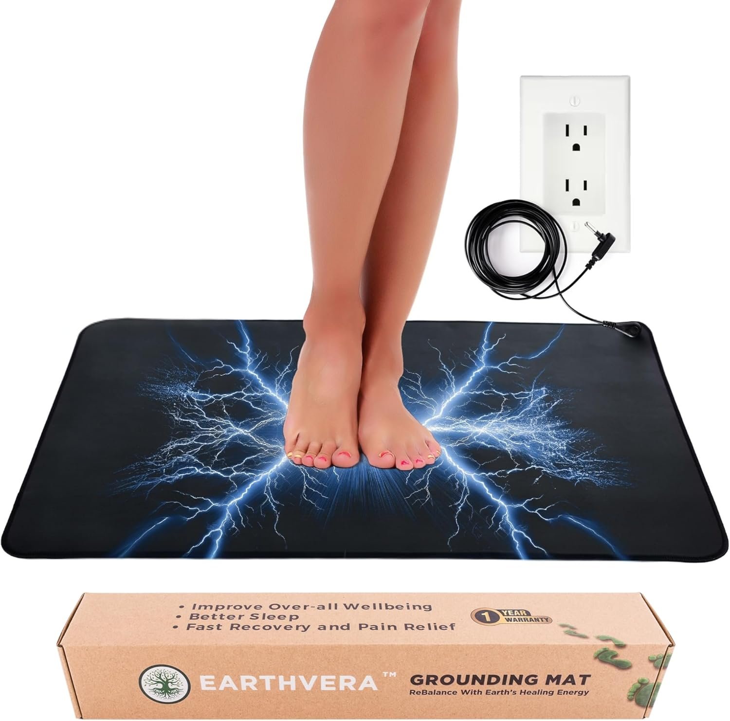 Grounding Mat For Feet – For Monitoring Body Voltage Drop – Boost Blood Circulation, Improved Overall Health – Earthing Mat for Office Desk or Feet