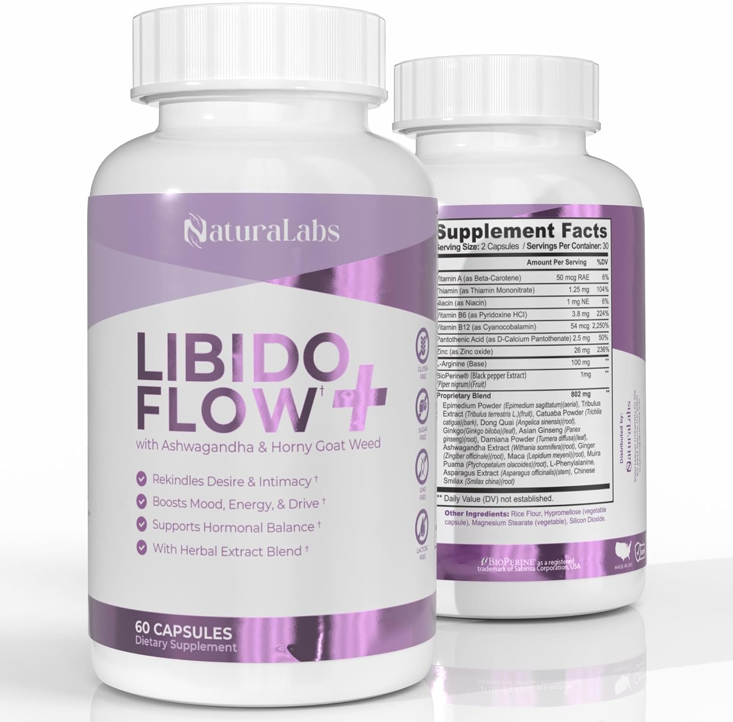 Female Libido Booster For Women Over 40 – Maca Root Capsules For Women with Fenugreek, Ashwagandha, Zinc, L-Arginine – Libido, Energy, Mood Enhancer, Mind Boost, Hormone Balance Support Pills – 60 ct