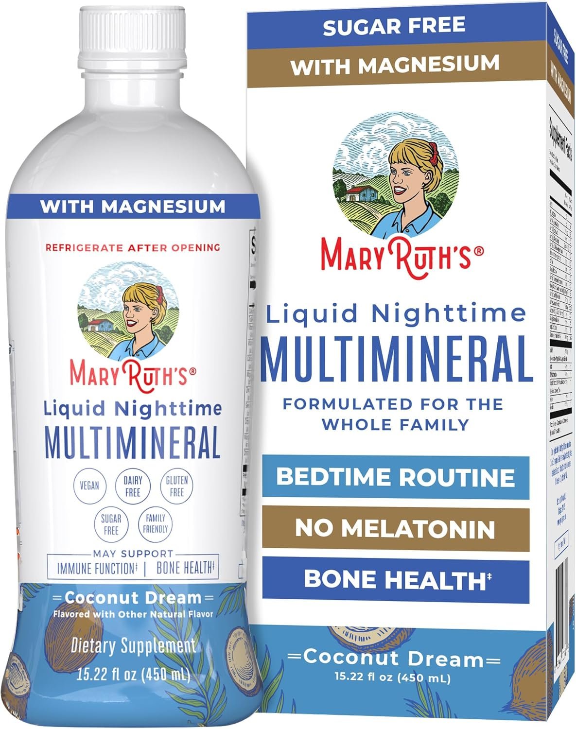 MaryRuth’s Liquid Nighttime Multimineral | No Melatonin | Bedtime Routine | Magnesium Citrate | Calcium | Zinc | Vitamin D3| Available in 4 Flavor – Vegan | Sugar Free | Gluten Free | 15.22 Oz