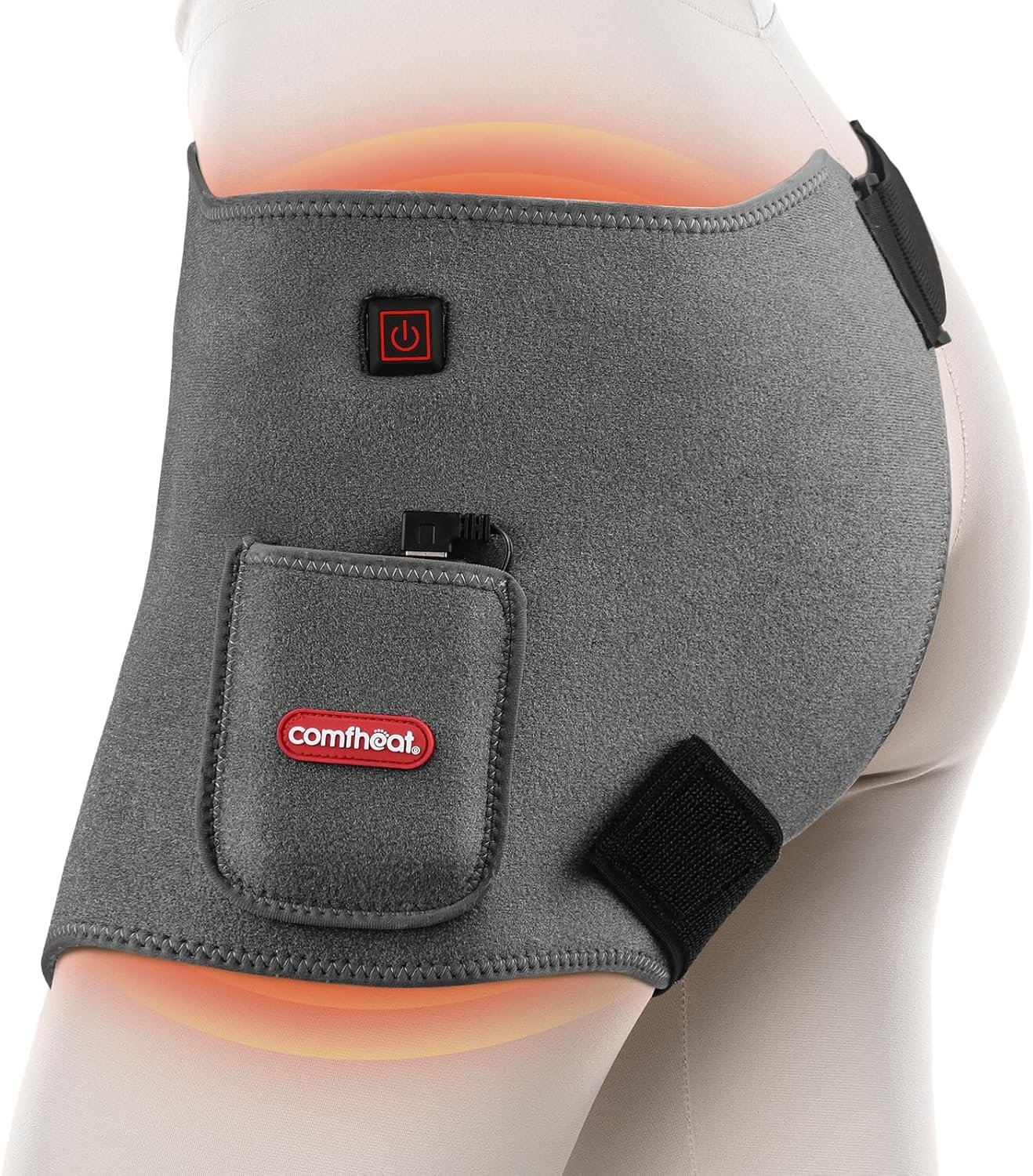Cordless Hip Heating Pad for Pain Relief FSA Eligible HSA 5000mAh Battery Powered Heated Hip Brace Wrap for Hip Sciatica Pain Recovery Buttock, Up to 52″ Waist Size, Gift for Women Men