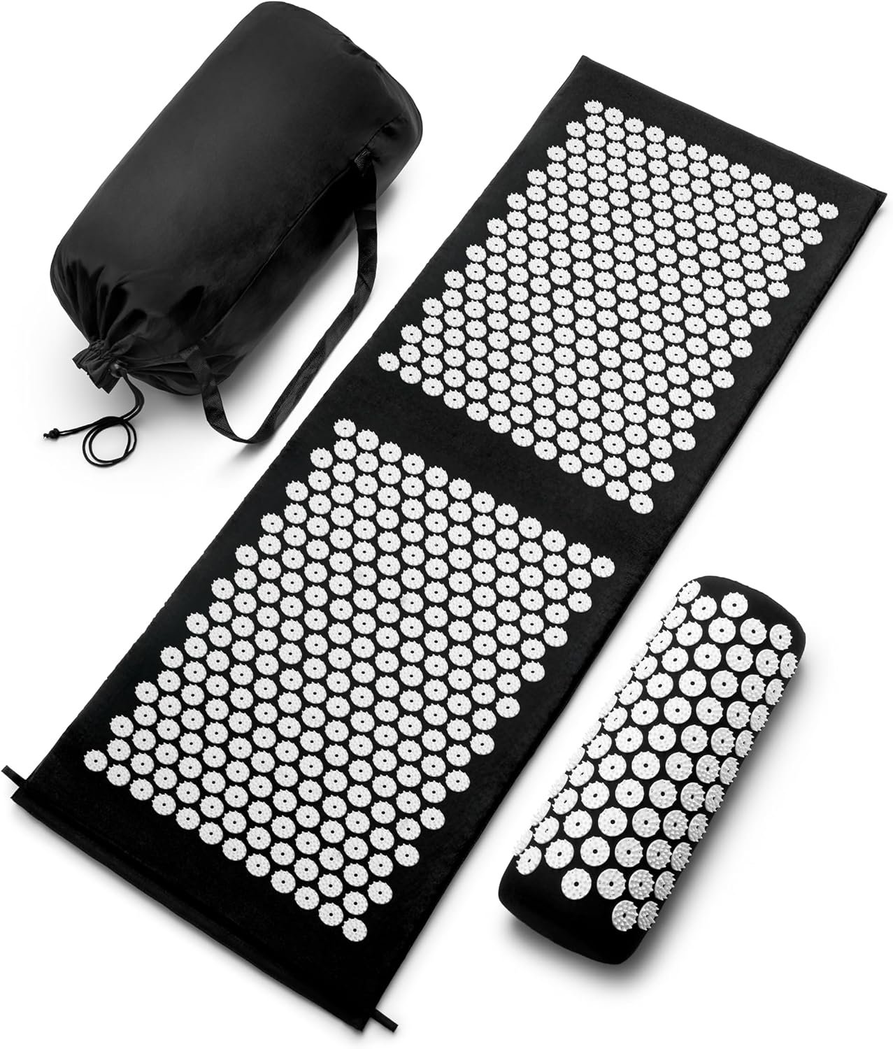 Sivan Health and Fitness Acupressure Mat and Pillow Set – Grounding Mat for Stress, Back & Neck Pain – Acupuncture Point Massage Mat for Muscle Relaxation, Sciatica, & Meditation – Includes Carry Bag