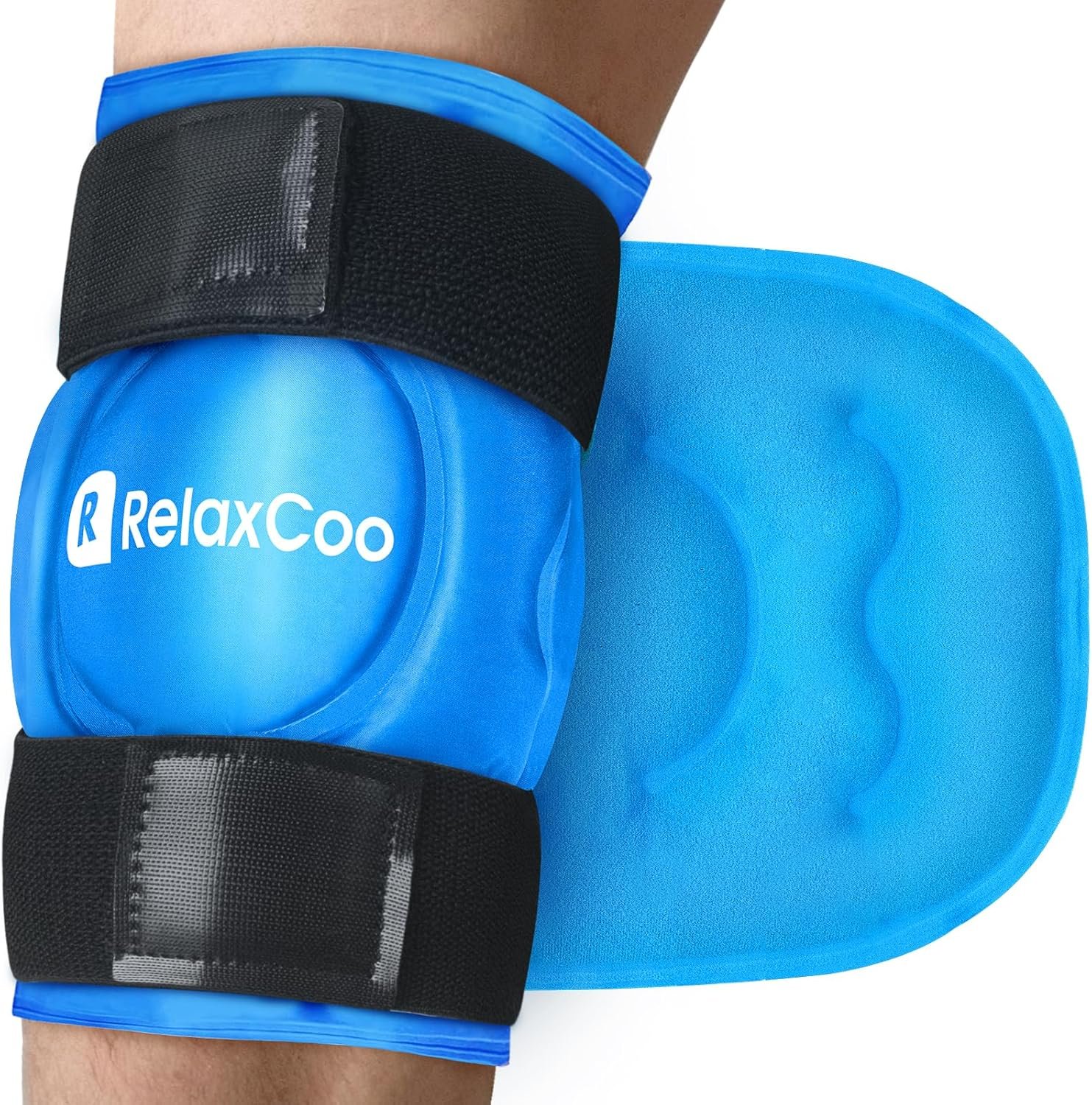 RelaxCoo Ice Pack for Knee Pain Relief, Reusable Gel Ice Wrap for Leg Injuries, Swelling, Knee Replacement Surgery, Cold Compress Therapy for Arthritis, Meniscus Tear and ACL Blue