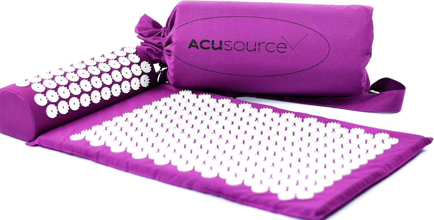 Acupressure Mat and Pillow Set for Pain Relief, Stress Reduction and Relaxation.