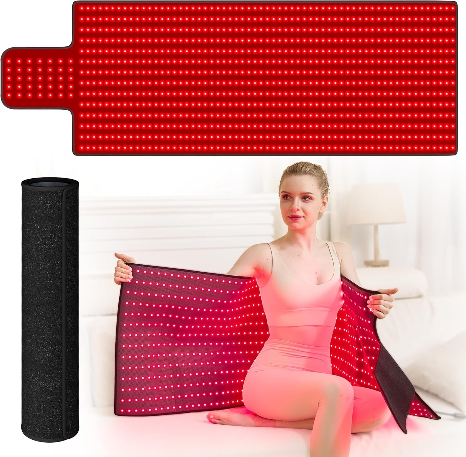 Extra Large Red Light Therapy Mat, High-Density LEDs Full Body Red Light Therapy, 660nm & 850nm Dual Wavelengths, Foldable Red Light Therapy Blanket with Timer, 65″ x 20″