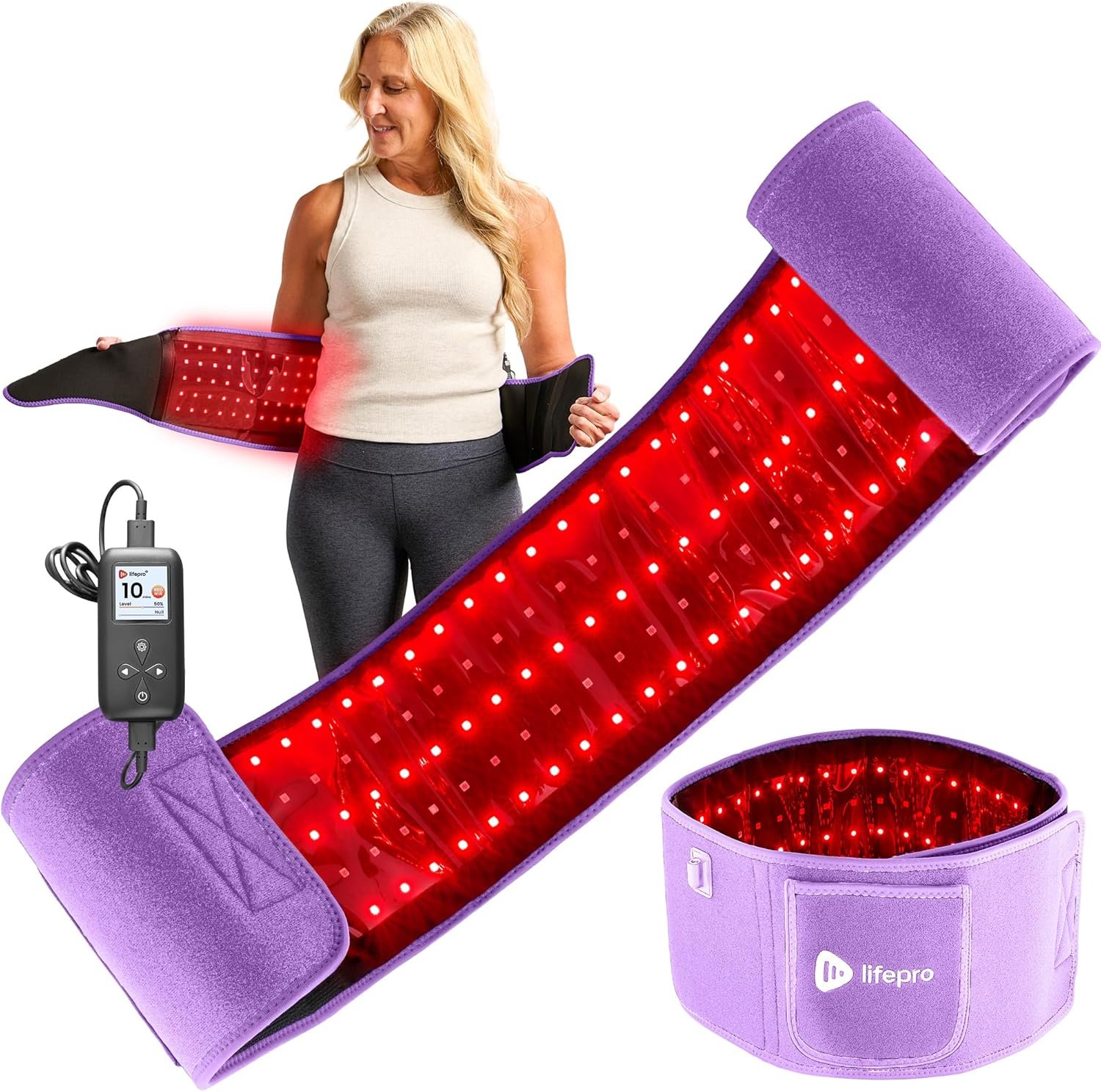 Lifepro Red Light Therapy Belt – Infrared Red Light Therapy for Body, Back Pain and Shoulder – 660nm & 850nm Near Infrared Heating Pad – Adjustable & Portable for Wellness & Relaxation