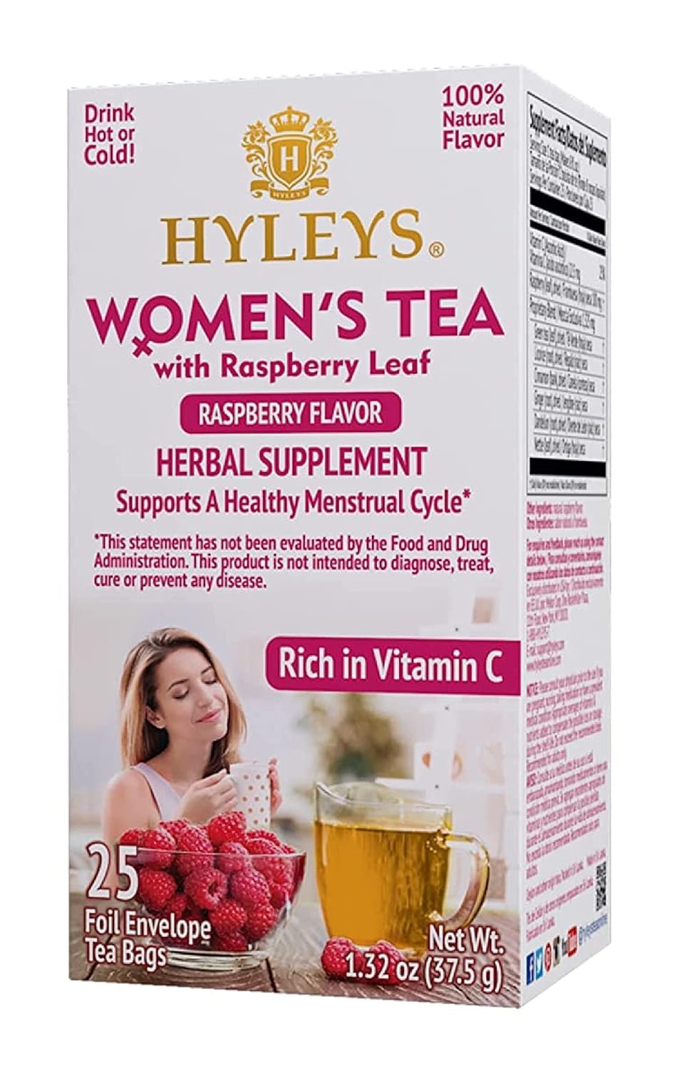 Hyleys Women Tea Raspberry Flavor – 25 Tea Bags – Supports Female Period and Healthy Menstrual Cycle