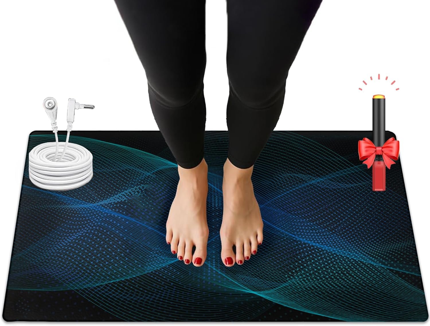 Grounding Mat,Grounding Pad for Stress, Pain, Inflammation& Wellness Support, 24x16inch Portable Grounding Mats, Grounding at Home,Office. 15Ft Cord & Test Pen Included