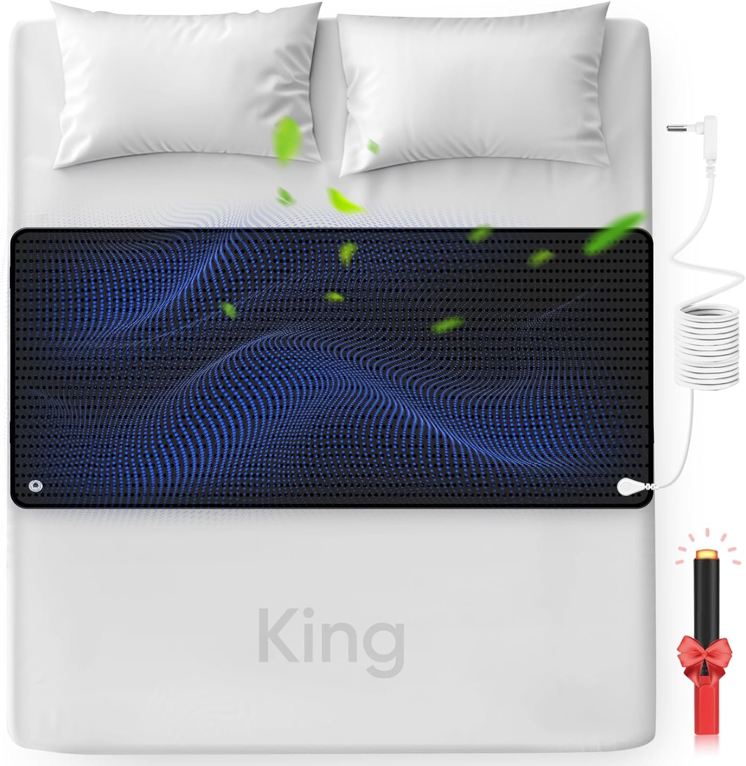 FENBAS Grounding Mat for Bed, Enjoy The Grounding Effect Indoors, for Better Sleep, Pain and Stress Relief, PU Grounding Mat Set Comes with Grounding Cord and Test Pen 27”×78” (King)