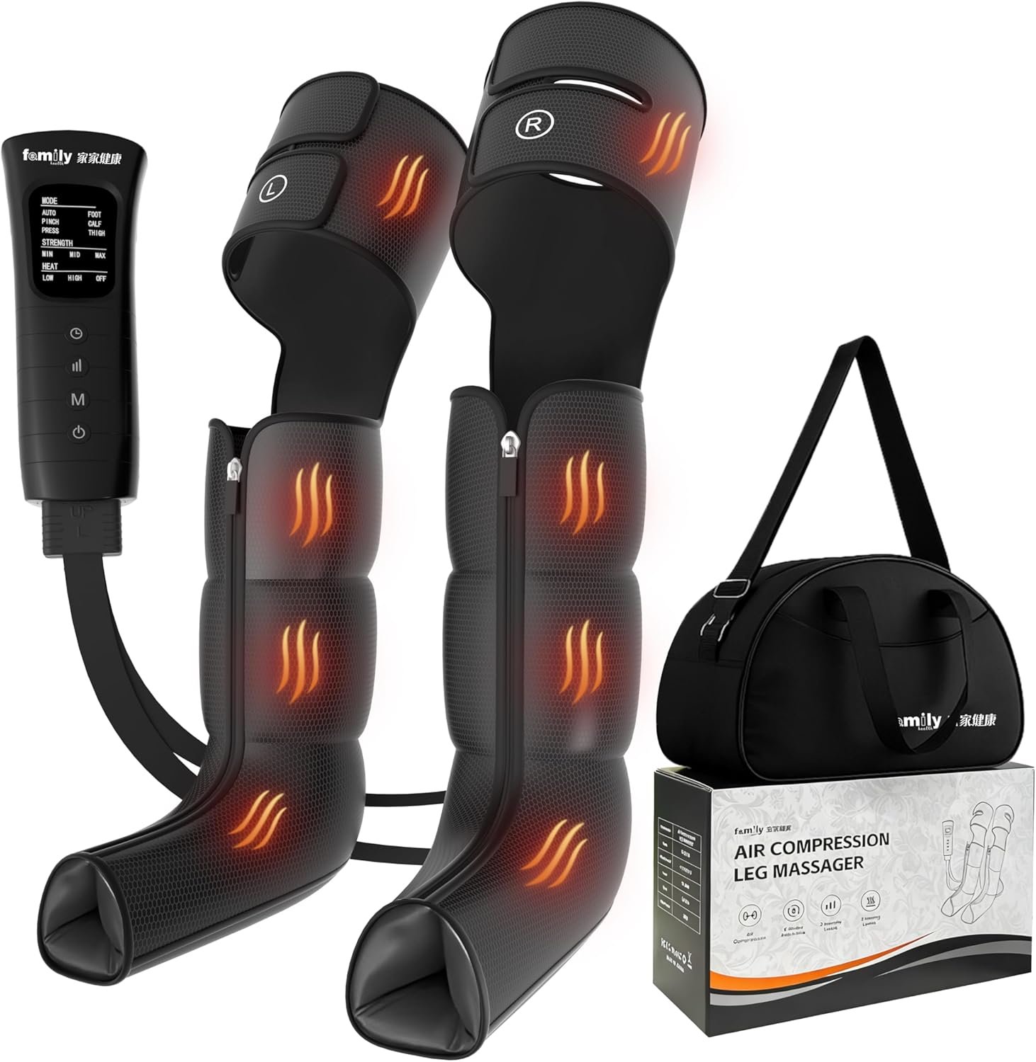 Leg Massager with Heat and Compression‎, Leg Compression Machine & Compression Boots for Circulation – 6 Modes & 3 Intensity Levels for Pain Relief, Gifts for Women, Men & Seniors