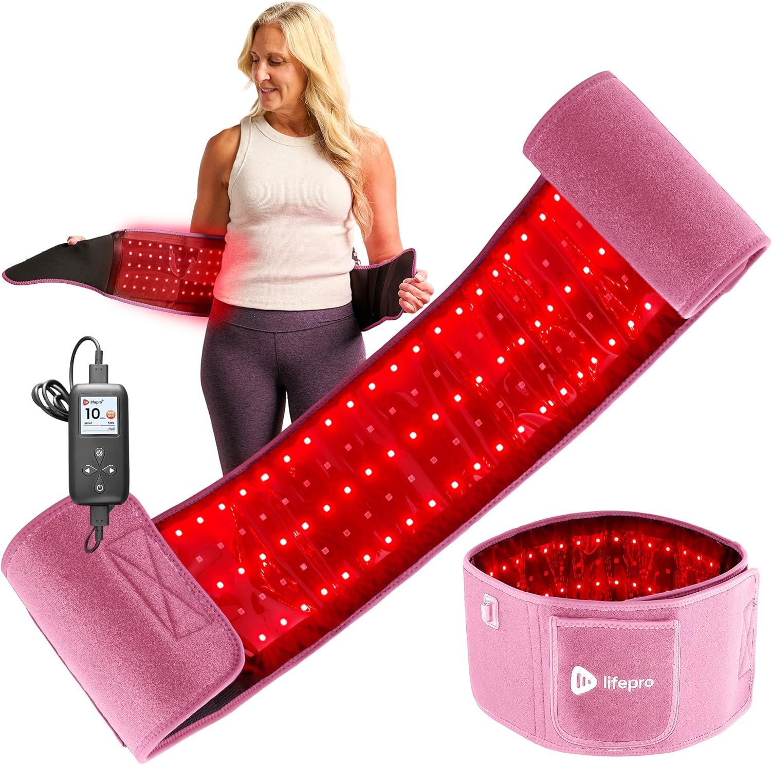 Lifepro Red Light Therapy Belt – Infrared Red Light Therapy for Body, Back Pain and Shoulder – 660nm & 850nm Near Infrared Heating Pad – Adjustable & Portable for Wellness & Relaxation