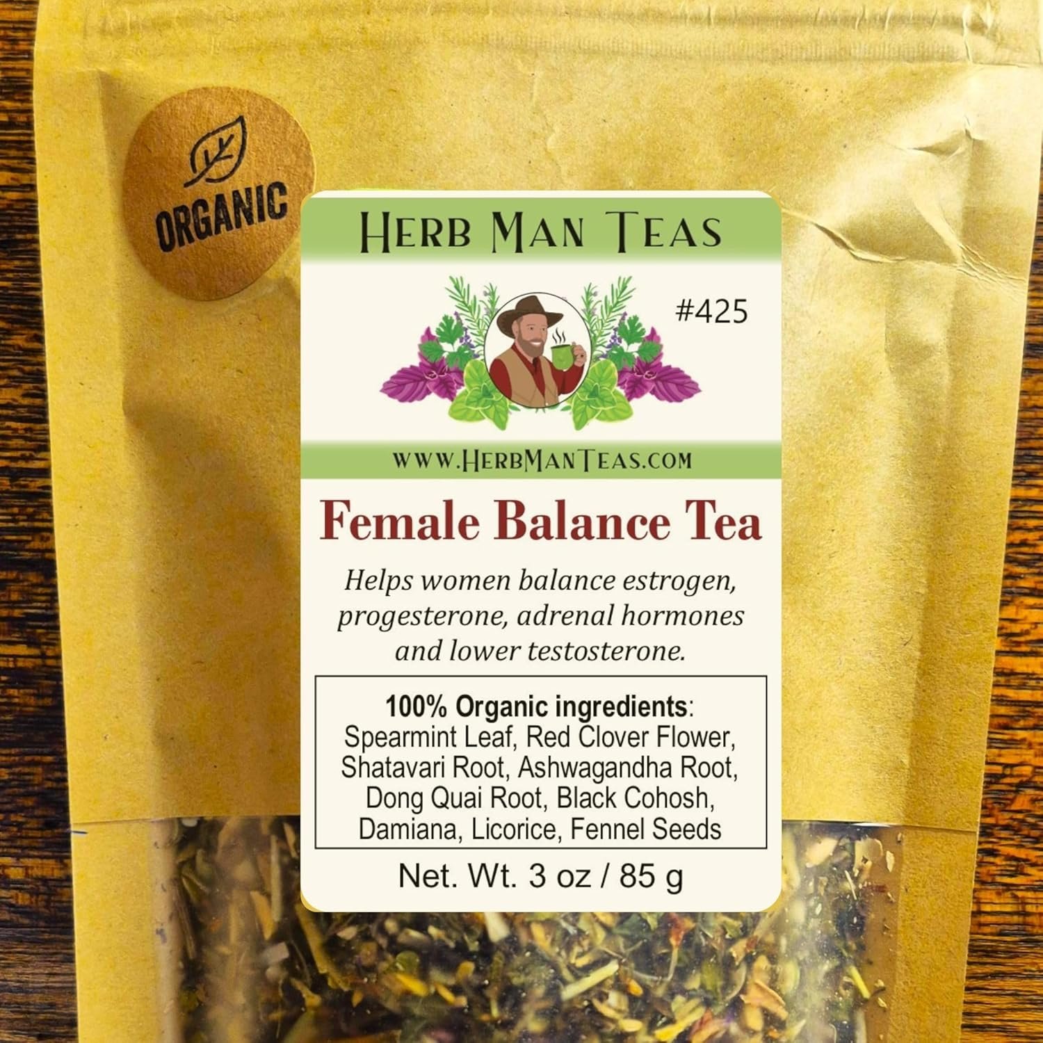 FEMALE HORMONE BALANCE TEA – Traditionally Balances Female & Adrenal Hormones with Shatavari, Red Clover, Ashwagandha, Dong Quai & Black Cohosh – Premium Organic Loose Leaf – Formulated by Master Herbalist Khabir