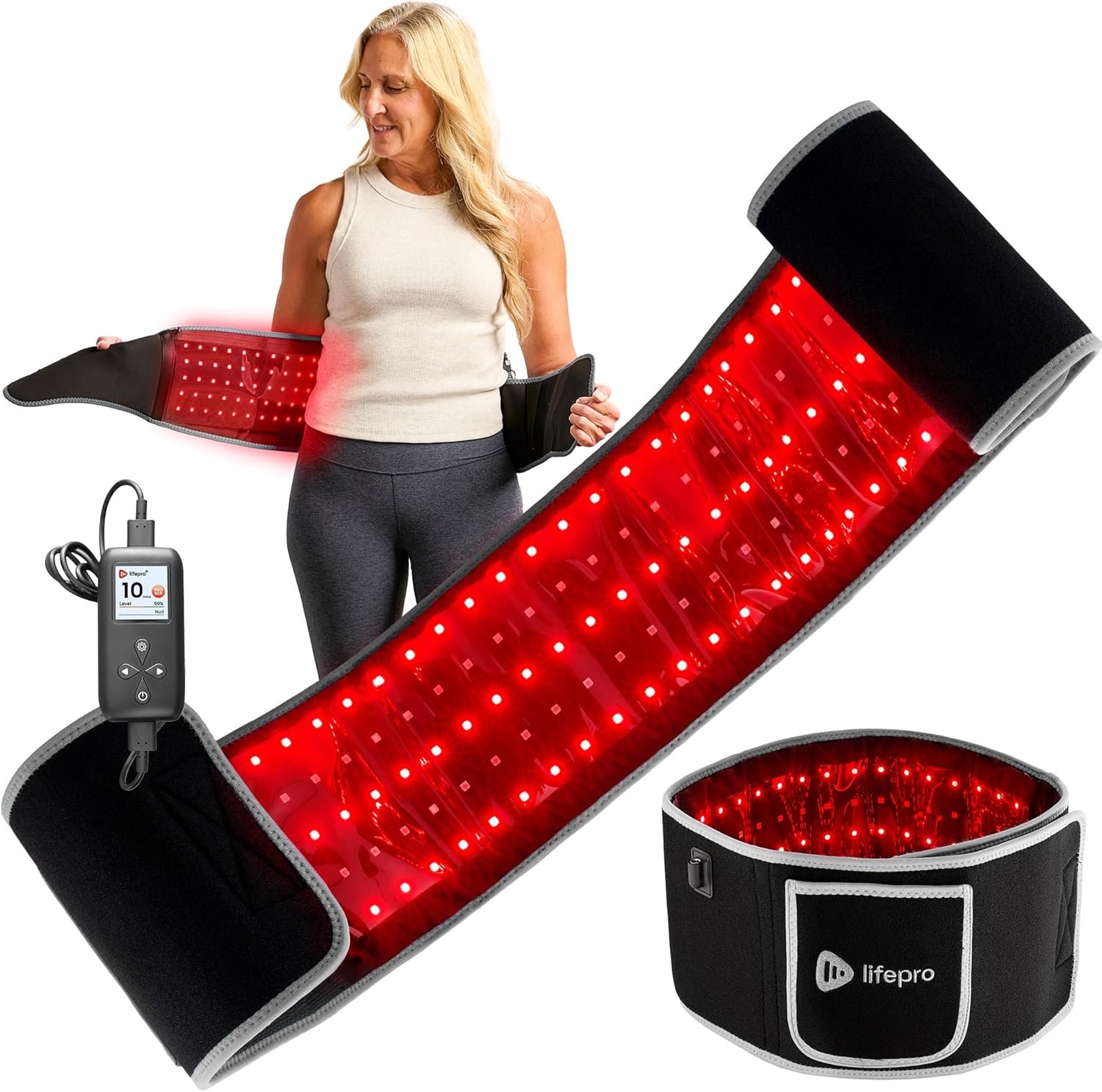LifePro Red Light Therapy Belt – Infrared Red Light Therapy for Body, Back and Shoulder with Triple Chip LEDs, Allevared Belt with 660nm & 850nm Wavelengths – for Daily Comfort & Wellness Support