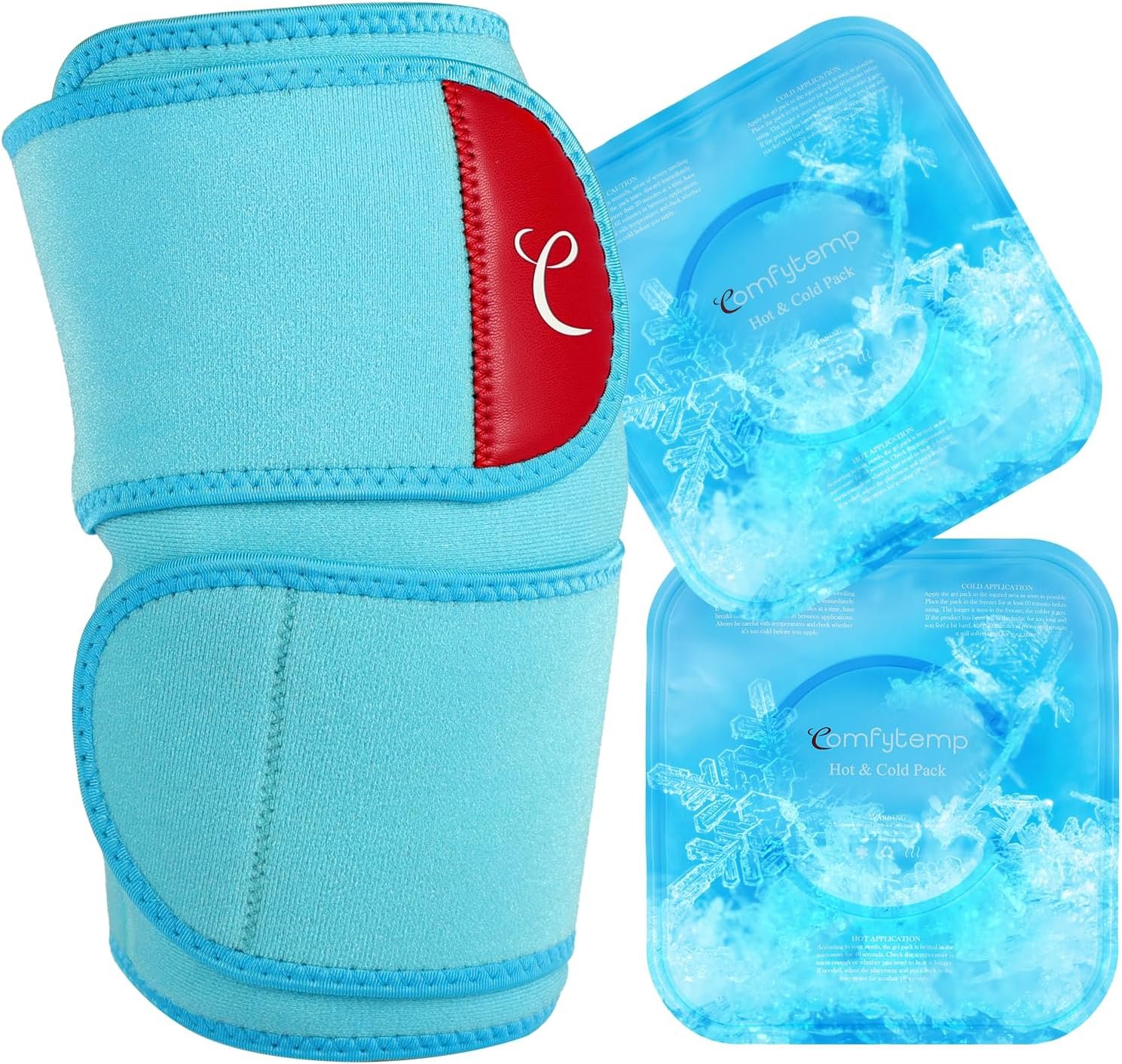 Comfytemp Large Knee Ice Pack Wrap with 2 Soft Gel Packs, Reusable Compression Knee Brace for Meniscus Tear, Cold Bag for Injury, Joint Pain Relief, Arthritis, ACL, After Surgery Men Women Recovery