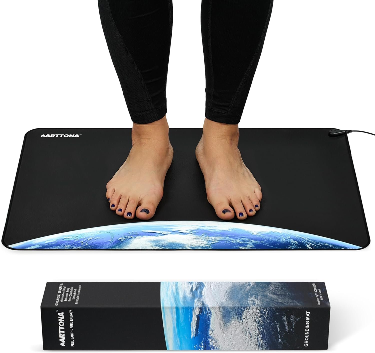 Grounding Mat for Daily Comfort & Balance – Grounding Mat for Feet, Desk, Bed & Floor – Durable, Eco-Friendly Material – 24×16 inches Earthing Mat Includes 15ft Grounding Cord
