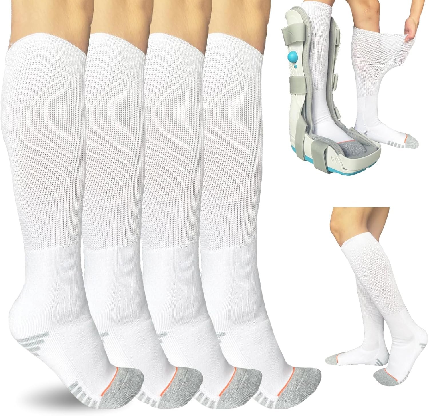 Walking Boot Socks air Cam Walker Cast Socks 2 Pairs Fracture Boot Brace Sock Surgical Orthopedics Sock for Men Women