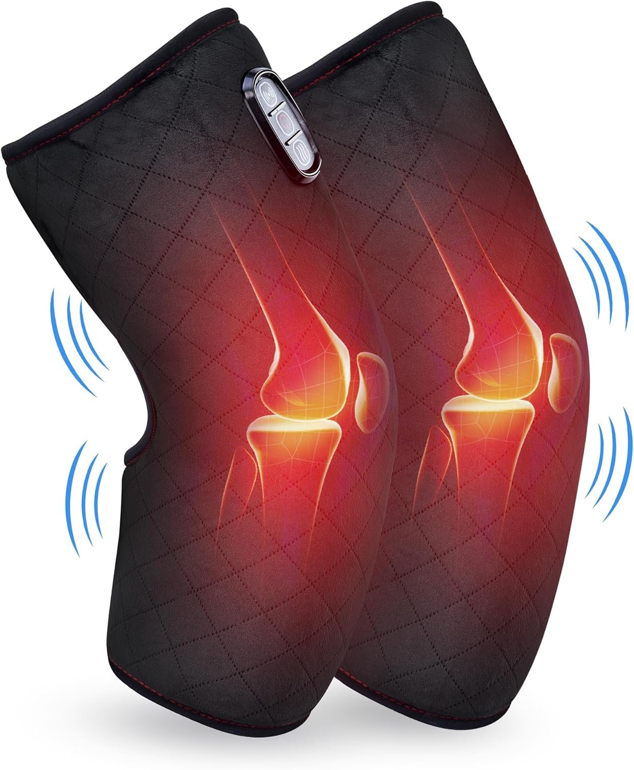 COMFIER Plug-in Heated Knee Massager for Knee Pain Relief with Vibration & Heat,Father Day Dad Gifts for Men,Knee Heating Pad Pair, Knee Warmers for Men Women Seniors,Leg Massager, FSA Eligible HSA