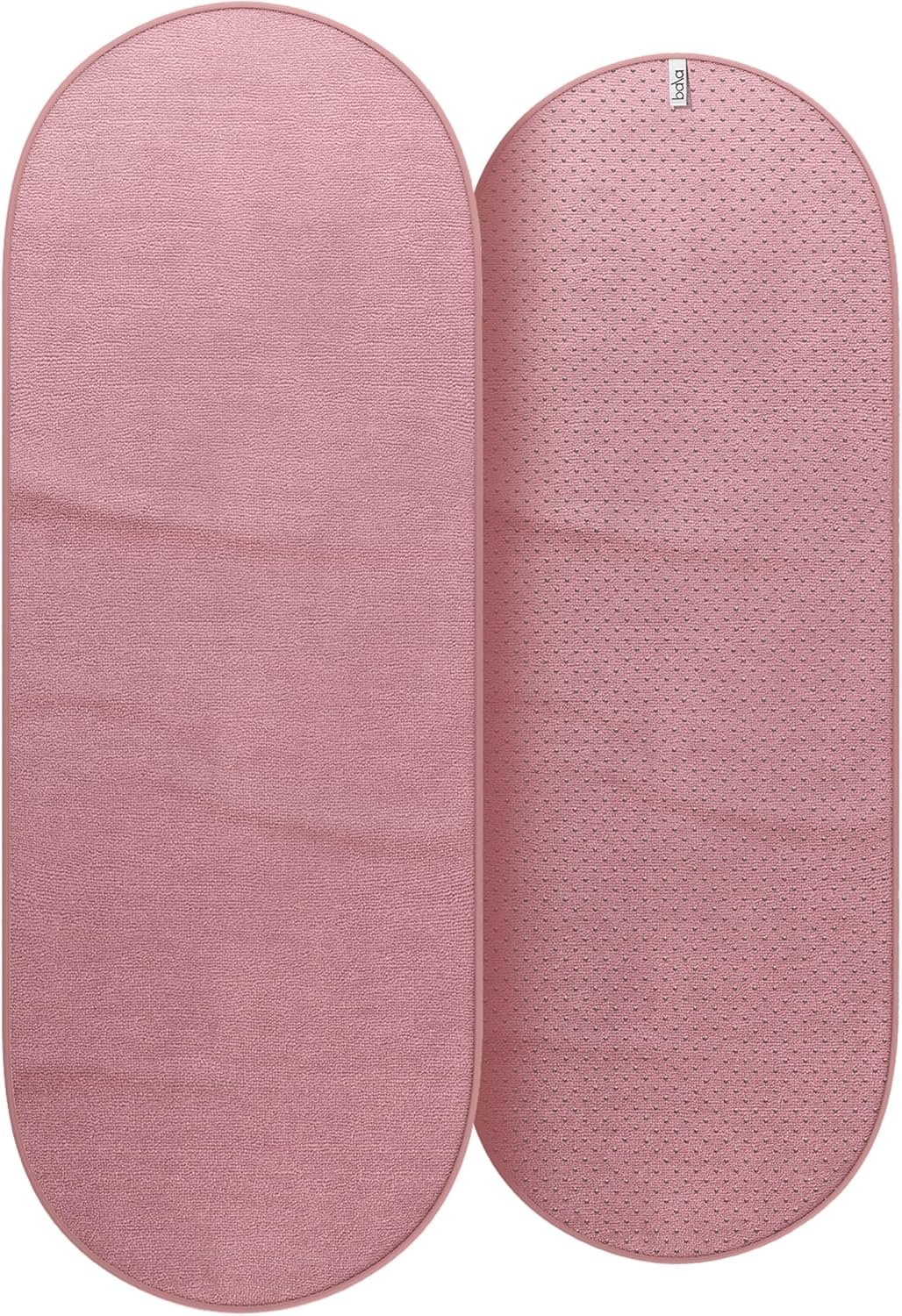 Bala Capsule Mat Towel for Gym, Blush – Slip-Resistant Yoga Mat with Sweat Absorbing Fabric for Pilates, Core Training & Exercise – Home Workout Essentials for Women & Men – Soft, Quick Dry Fitness